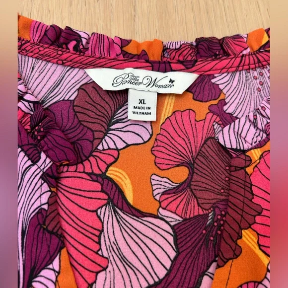 The Pioneer Woman Ruffle Neck Blouse with Flounce Sleeve - Picture 7 of 12